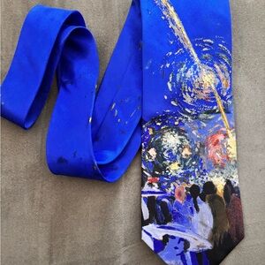 Dali museum Van Gogh Blue 100% silk handmade Artistic Necktie